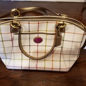 EUC LARGE COACH Tattersall Convertible Leather Bag